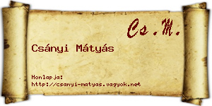 Csányi Mátyás névjegykártya